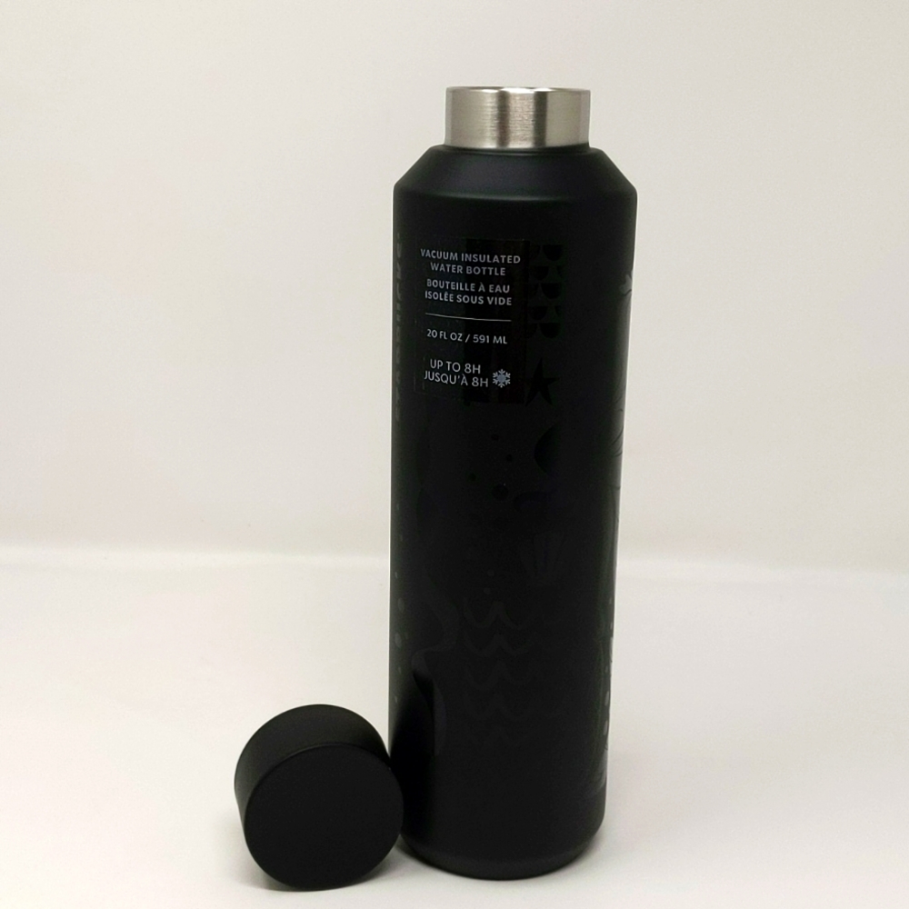 Black matte mermaid metal water bottle
